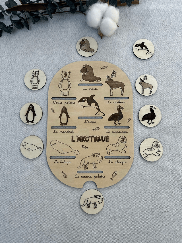 Plaque d'activité compatible avec les bac IKEA Trofast - Thème Artique