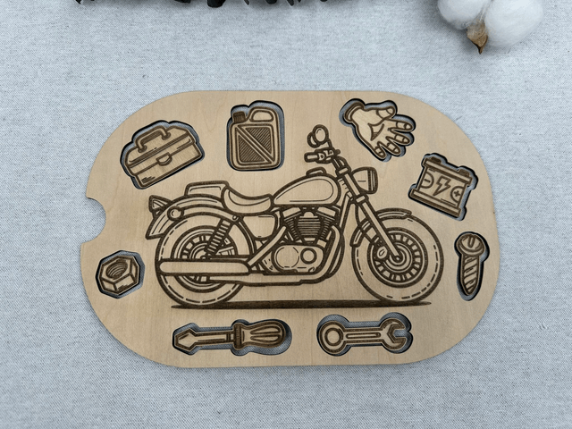 Plaque d'activité compatible avec les bac IKEA Trofast - La moto
