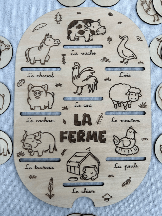 Plaque d'activité compatible avec les bac IKEA Trofast - Thème ferme