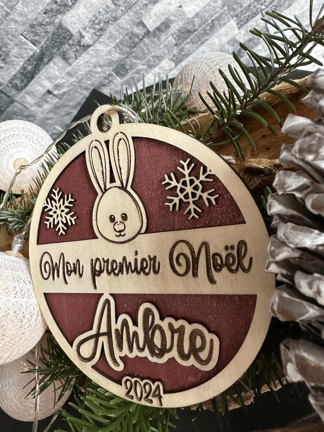 Boule de Noël enfant - Mon premier Noël Lapin