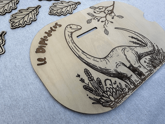 Plaque d'activité compatible avec les bac IKEA Trofast - Thème dinausore