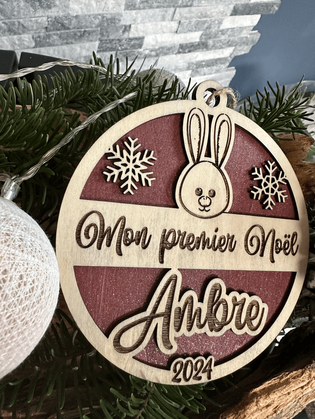 Boule de Noël enfant - Mon premier Noël Lapin