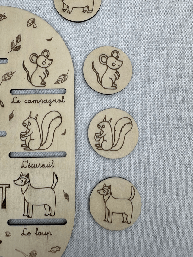 Plaque d'activité compatible avec les bac IKEA Trofast - Thème forêt