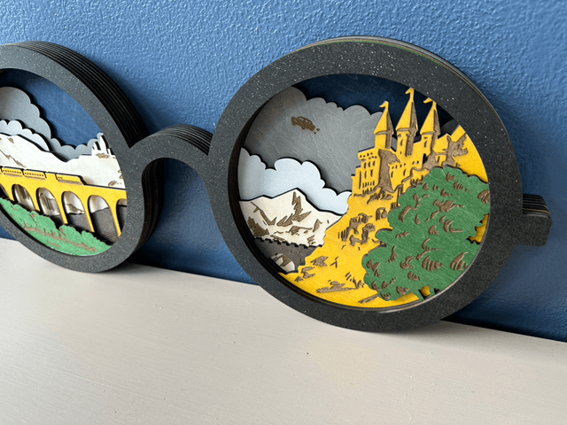 Lunettes de sorcier en bois – Scène de Poudlard