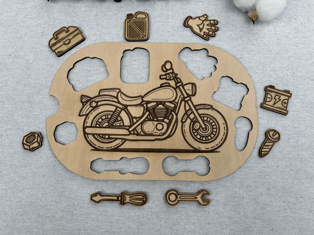 Plaque d'activité compatible avec les bac IKEA Trofast - La moto