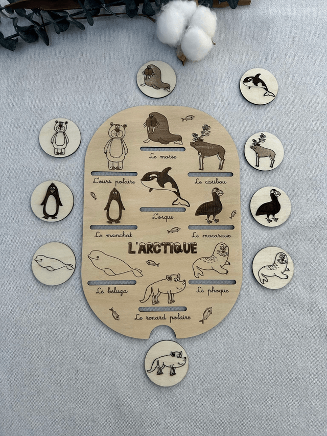 Plaque d'activité compatible avec les bac IKEA Trofast - Thème Artique
