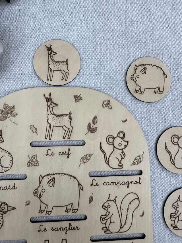 Plaque d'activité compatible avec les bac IKEA Trofast - Thème forêt