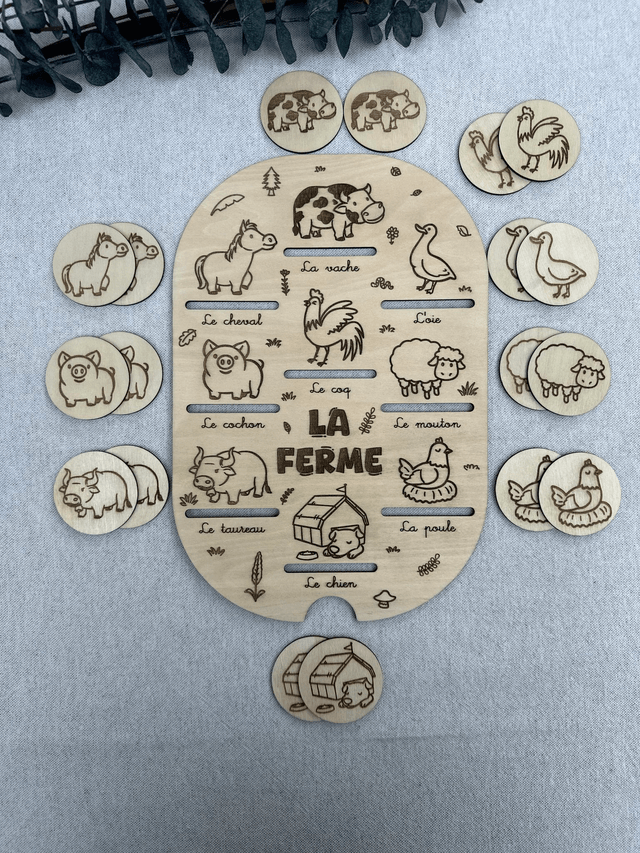 Plaque d'activité compatible avec les bac IKEA Trofast - Thème ferme