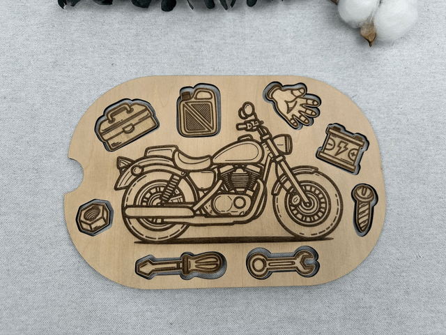 Plaque d'activité compatible avec les bac IKEA Trofast - La moto