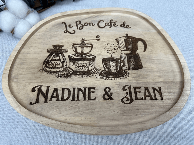 Plateau à Café en Bois Personnalisé