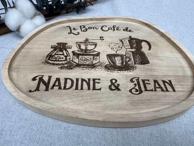 Plateau à Café en Bois Personnalisé