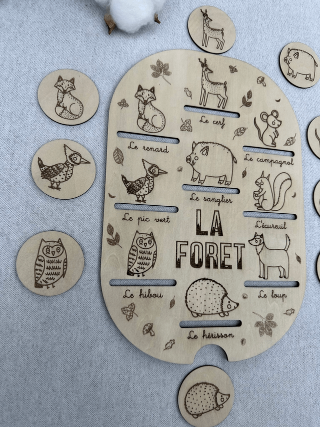 Plaque d'activité compatible avec les bac IKEA Trofast - Thème forêt