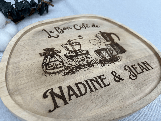 Plateau à Café en Bois Personnalisé