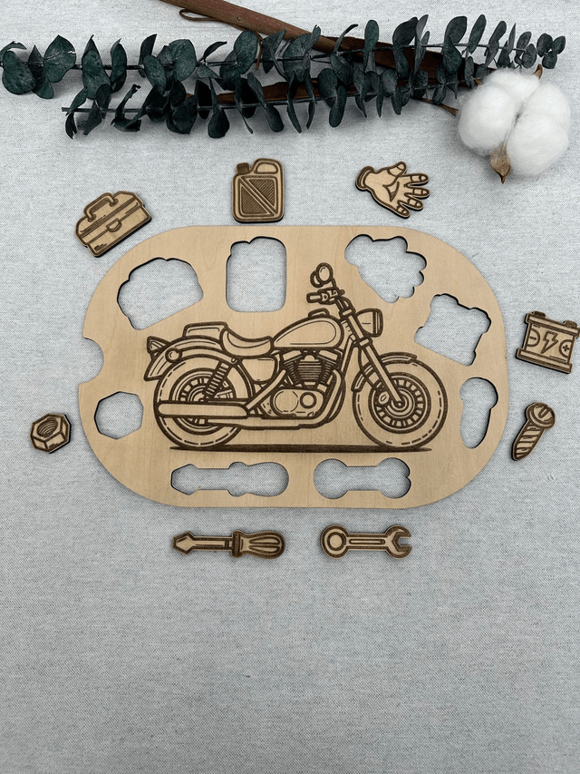 Plaque d'activité compatible avec les bac IKEA Trofast - La moto