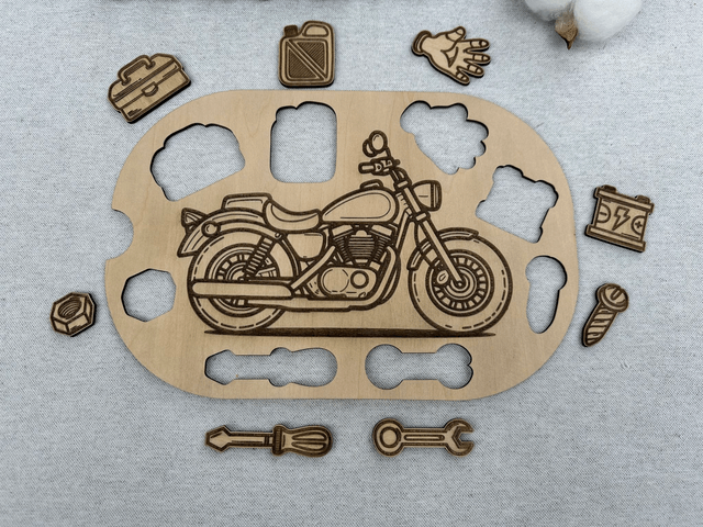 Plaque d'activité compatible avec les bac IKEA Trofast - La moto