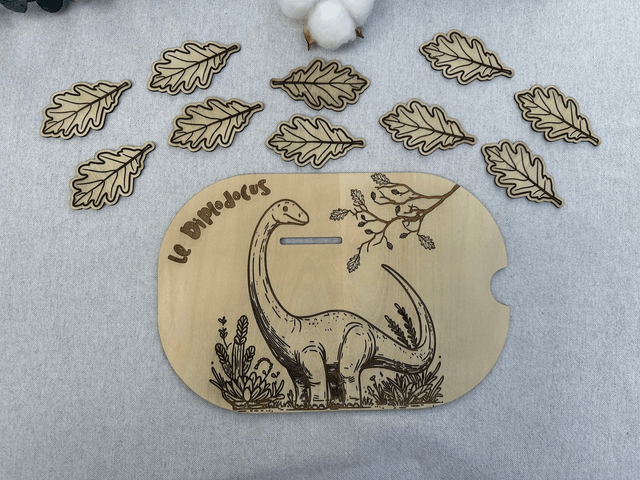 Plaque d'activité compatible avec les bac IKEA Trofast - Thème dinausore