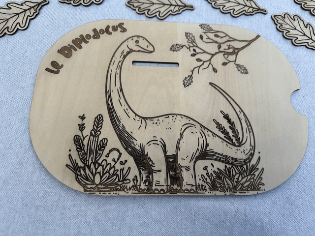 Plaque d'activité compatible avec les bac IKEA Trofast - Thème dinausore