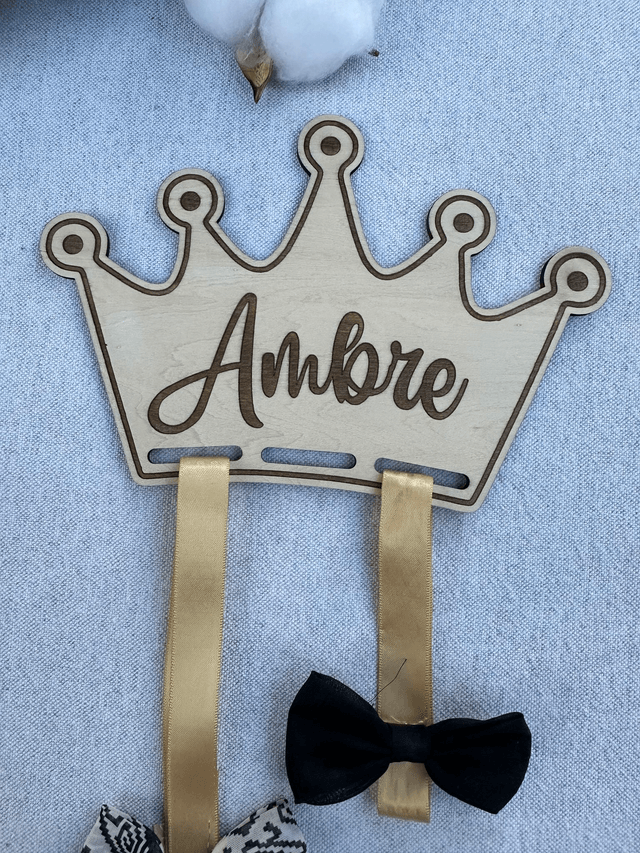Présentoir à Barrettes en Bois - Couronne Personnalisée 👑✨